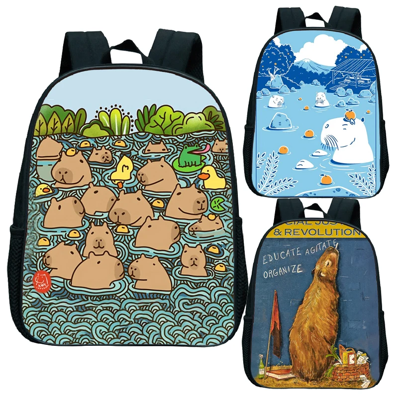 

Capybara Kindergarten Schoolbag Cute Fluffy Capybara Children's Students Girls Korean Birthday Gift 12 Inch Cartoon Backpack