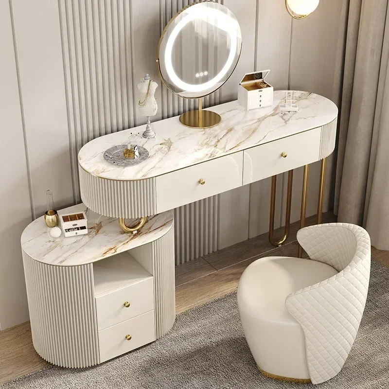 Luxury Dressing Table White Makeup Led Mirror Chair Dressing Table European Storage Penteadeira De Maquiagem Furniture Makeup