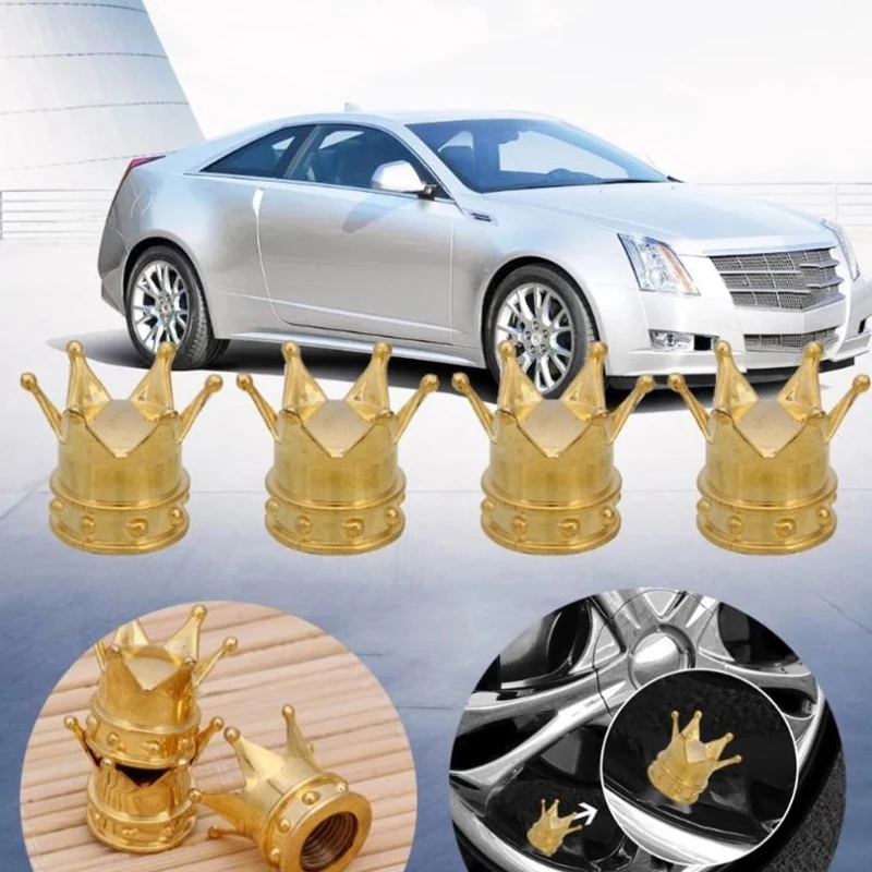 1Pcs Car Wheel Tire Air Valve Caps Rhinestone Crown Style Copper Core Auto Truck Tyre Rim Stem Dust Air Cover