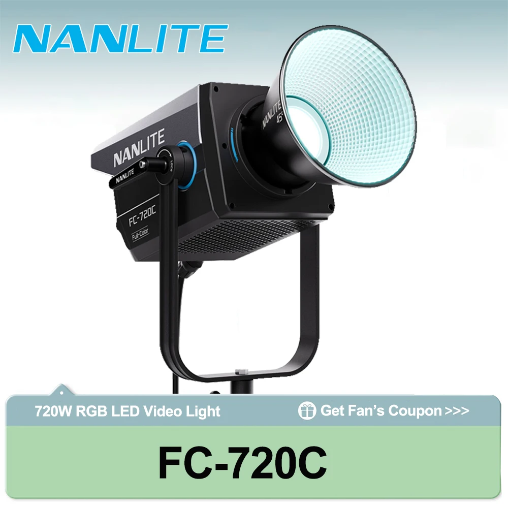 

Nanlite FC-720C LED Spotlight 2400-12000K CRI95 TLCI94 Bowens Mount COB Video Light Built-in 15 Lighting Effects