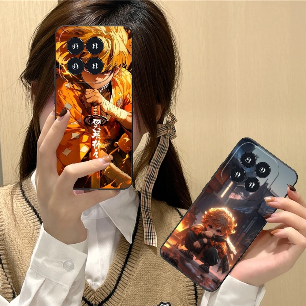 Demon Slayer Zenitsu Mobile Phone Case for Xiaomi 14 13 12 11 10 9 T Ultra Lite Pro S SE X 5G Black Soft Phone Cover Shell