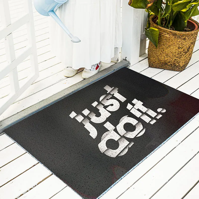 Simple English Hello Silk Ring Entrance PVC Floor Mat Household Corridor Dust Removal Wear Resistant And Non Slip Door Mat