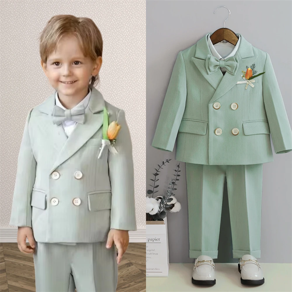 

Double Breasted Suit Set for Toddler, Boys 2-Piece Suits Jacket Pants Bowtie, Fast Delivery Communion Birthday Party Suits
