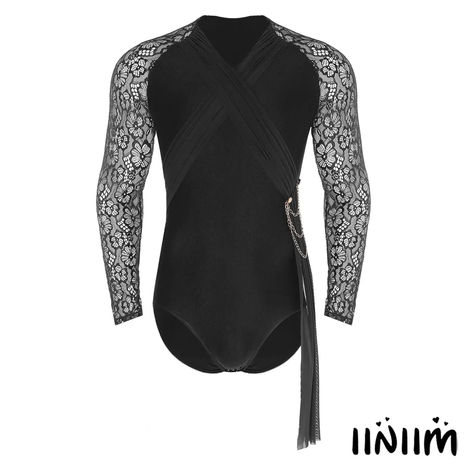 

Artist Gymnastics Dance Jumpsuit for Men Sheer Patchwork Design Rumba Salsa Dancewear Perfect for Latin Jazz Dance Competition