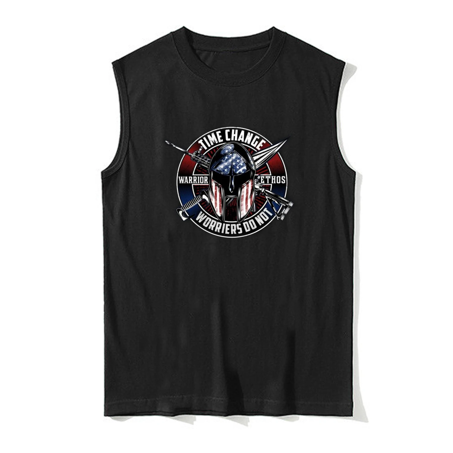 

USA Flag Spartan Helmet American Warriors Ethos Tank Tops 100% Cotton O-Neck Casual Mens Vest Sleeveless T-shirt Streetwear