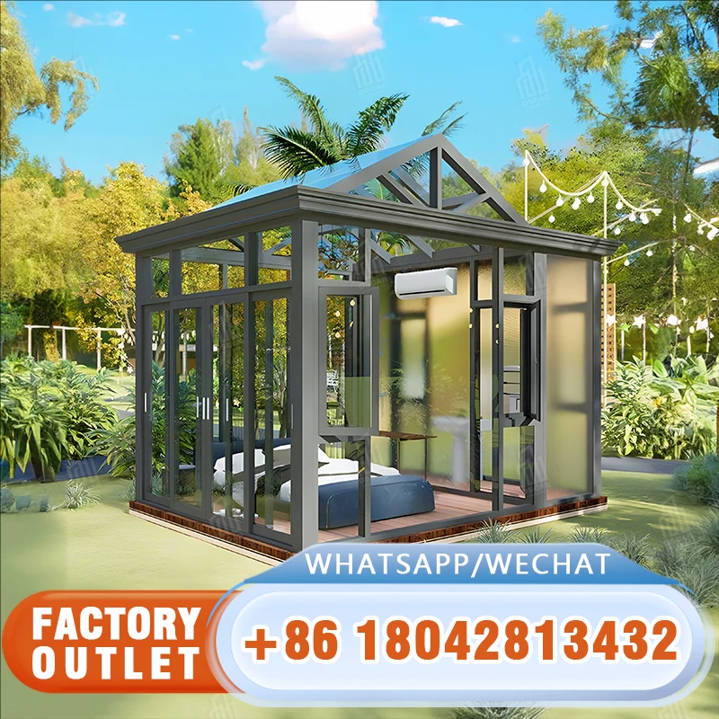 Waterproof sunroom pergola aluminum conservatory foldable veranda backyard waterproof tempered aluminum gable sunroom