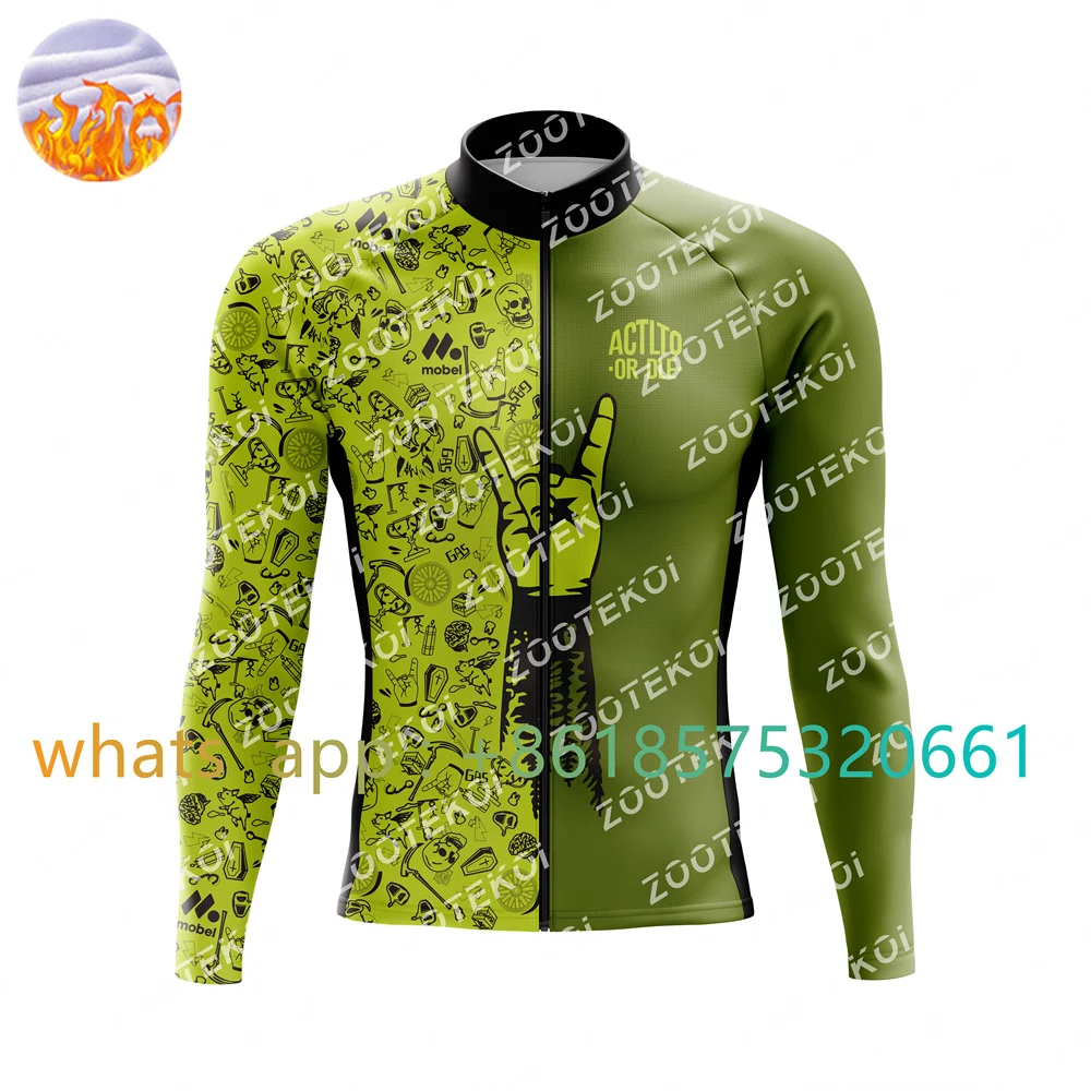 Actlto Or Dle Winter Thermal Fleece Cycling Jersey Winter Fleece Ropa Ciclismo Men Mountain Bike Bicycle Long Sleeve Clothing