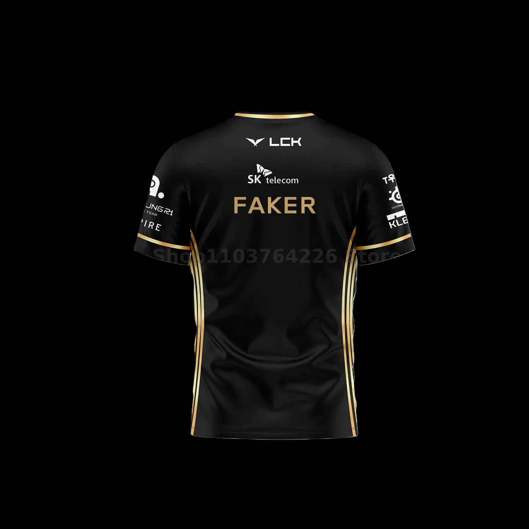 فاكر جيرسي الخريف جامعة الأساطير 2026 بطل العالم كل الأسود فريق جيرسي تي شيرت Lol Esports Lck T1 فريق كبير الحجم #1