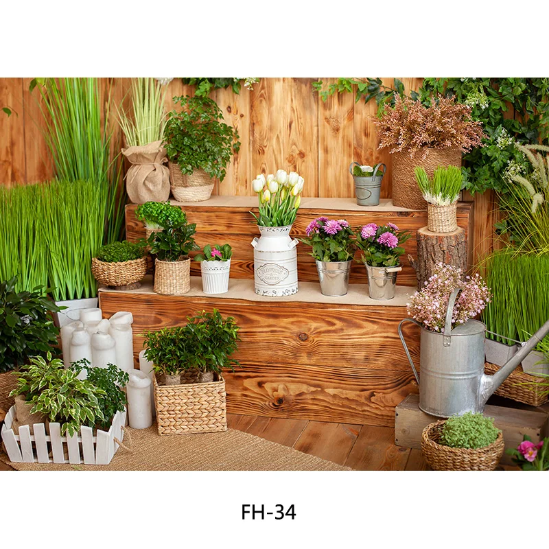 Nitree Spring Easter Photography Backdrop Rabbit Flowers Eggs Wood Board Photo Background Studio Props FH-57