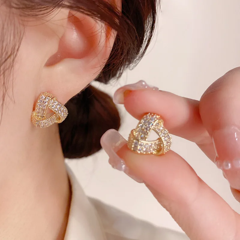 925 silver ear needle Fashion earrings Earrings for women Inlaid zircon Gold stud earrings Electroplated real gold Fashion jewel