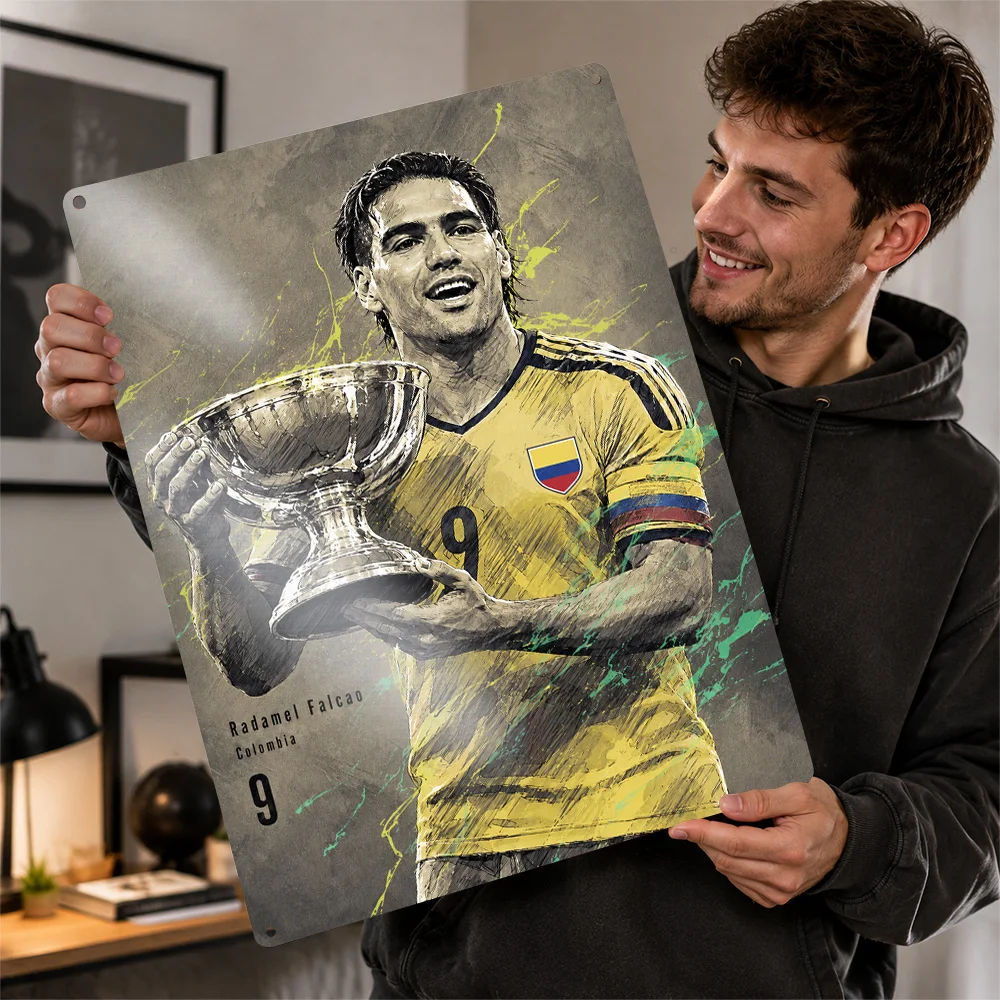 Radamel Falcao Football Textured Poster Customized Metal Tin Sign Celebrated Athlete Design Wall Art Made For Loyal Supporters