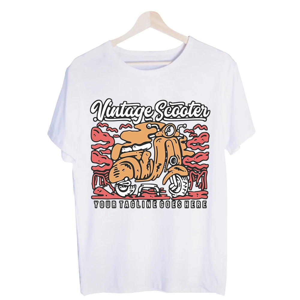 Men's Vintage Scooter Graphic Tee, Short Sleeve Crew Neck T-Shirt for Casual Streetwear and Summer Outfits