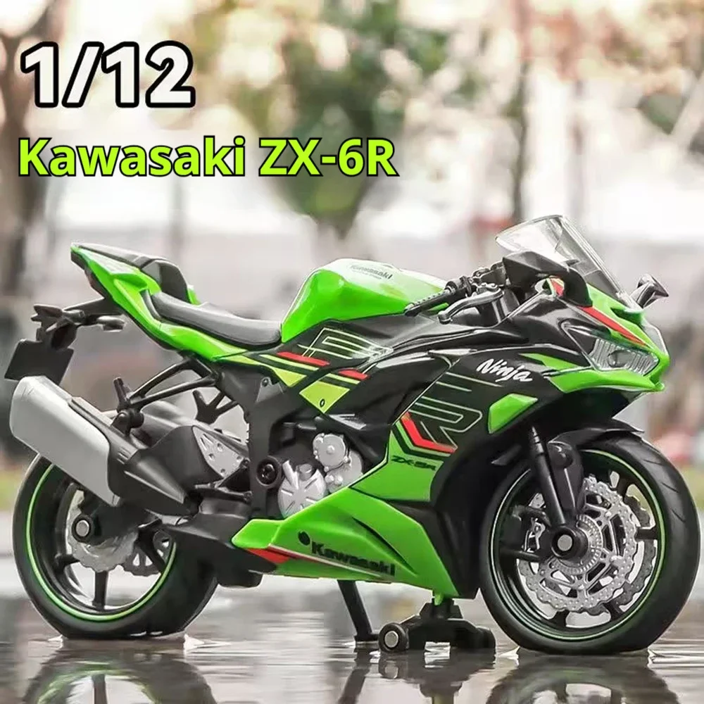 

1:12 Kawasaki NIJIA ZX-6R Motorcycle Alloy Model Cars Toys Rubber Tires Wheel Shock Absorpoon Vehicle for Children Festival Gift