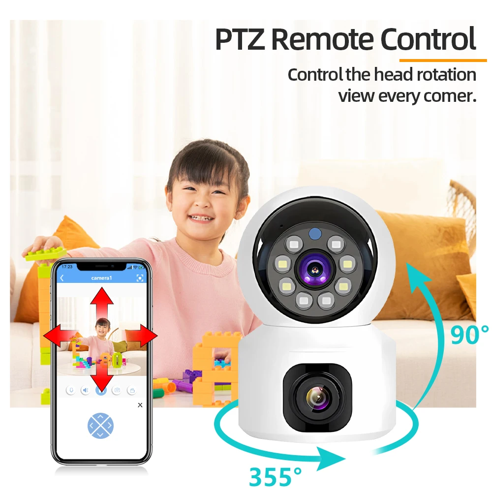 4G SIM Card IP Camera 4MP 2K Dual Lens PTZ Camera Outdoor CCTV Security Camera Ai Tracking Audio Video Surveillance V380 Pro P2P