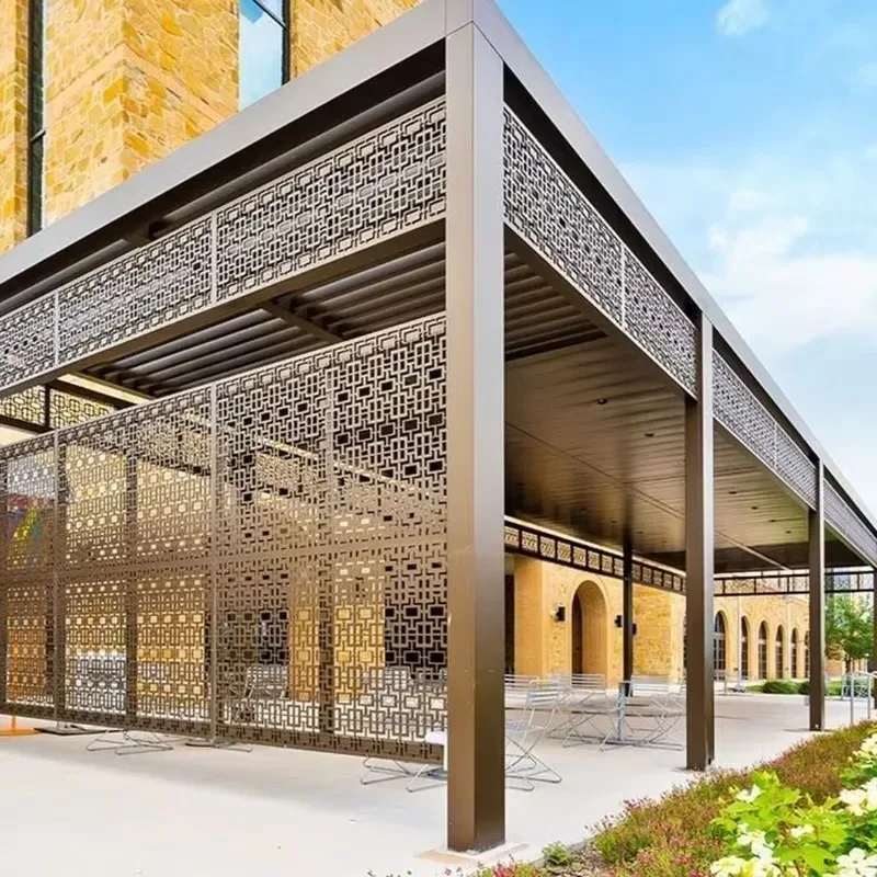 All Weather Waterproof Gazebo  Laser Cut Aluminum Sides Insulated Metal Roof Year Round Use Outdoor Pavilion Shelter