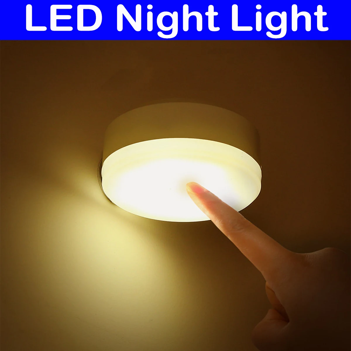 라운드 미니 LED 침대 옆 램프, 조도 조절 USB 주방 복도 옷장 램프, 계단 옷장, 소형 휴대용 LED 야간 조명, 3 가지 모드
