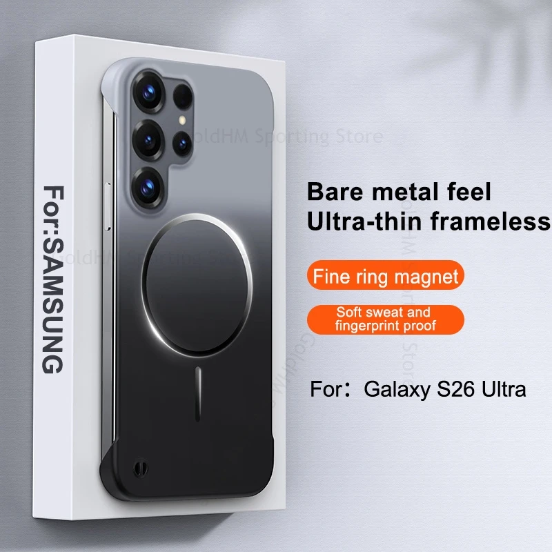 

For Magsafe For Samsung S26 Ultra S25 Edge Wireless Charging Frameless Matte Gradient Case For Galaxy S25 Ultra S24 Plus Cover