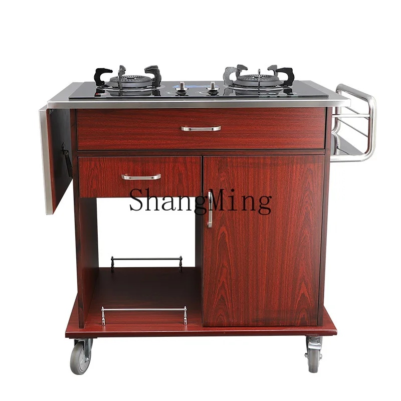 

CL Single and Double Head Stainless Steel Dining Cart Small Cart Commercial Snack Multi-Functional Mobile Home Hotel