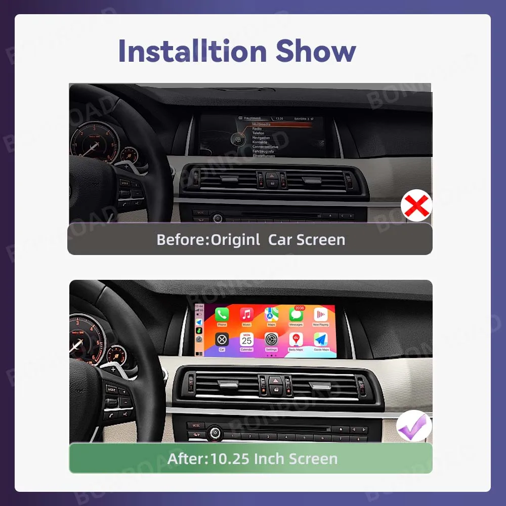 Bonroad 10.25" Wireless Carplay Android Auto Multimedia Display For BMW 5 Series F10 F11 CIC NBT System Mirrorlink Bluetooth GPS Navigatio Touch Screen - view 6