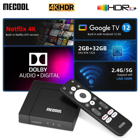 TV Box Android MECOOL KM9 Pro Max 2025 With Google TV Android 12 Netflix Certified Dolby Audio 2+32G WIFI 2.4G/5G 100M IP TV