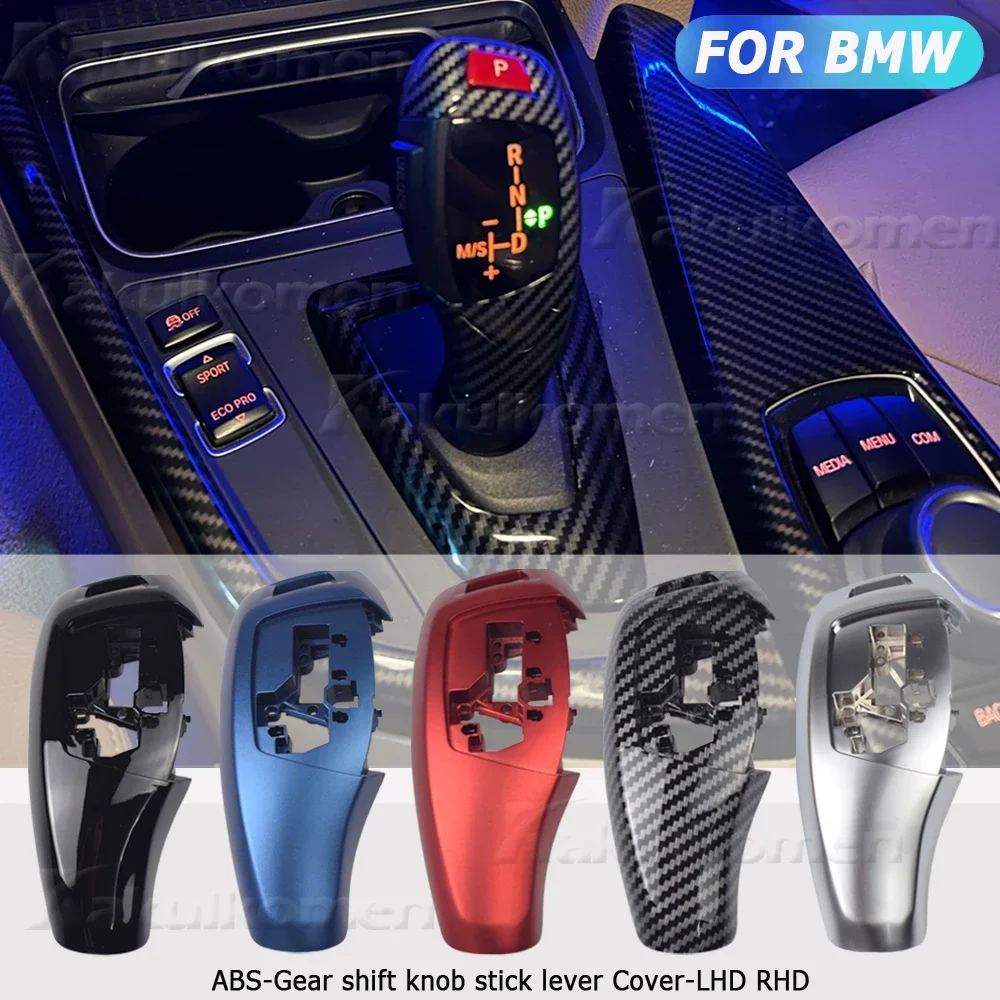 Replacement LHD RHD ABS Carbon Fiber Pattern Gear Shift Lever Knob Cover For BMW 1 2 3 4 5 7 Series F10 F20 F30 E60 E90 X3 X4 X5