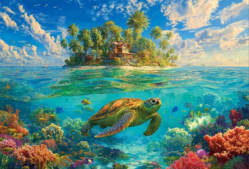 

Красивые морские черепахи с острова: пазлы на 500/1000/1200/2000 элементов для семейного досуга, игр в игровой комнате, спальне, в качестве подарков