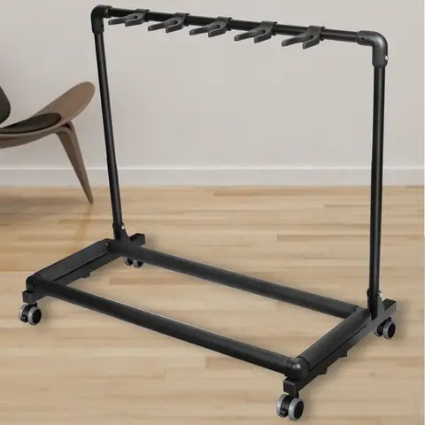 Gitarrställ, ställ för flera gitarrer, ställ för flera gitarrer, metall- och EVA-hållare för flera gitarrer med hjul för butiker 10 best sales gitarrställ - №2