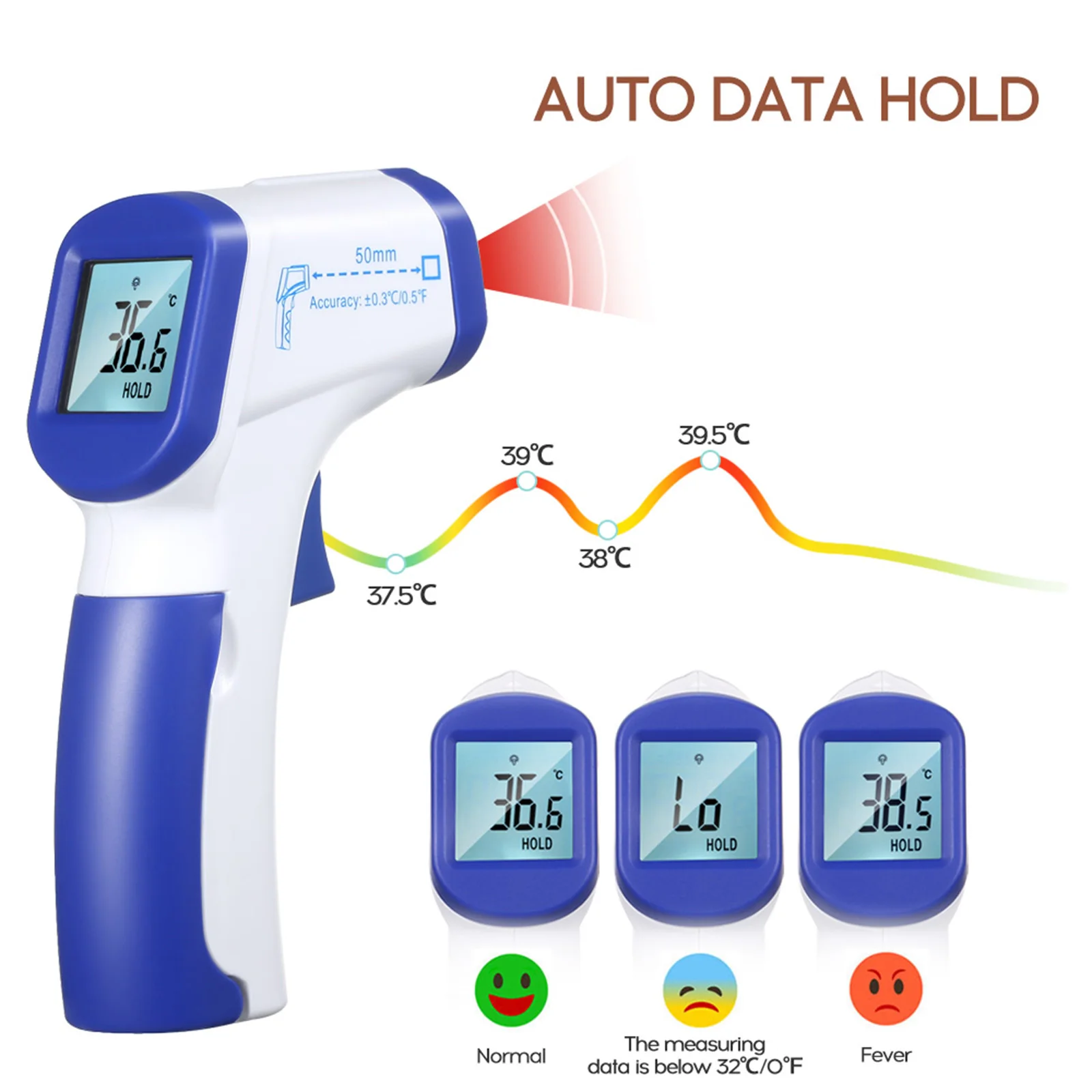 Ear Forehead Thermometer Mini Digital Infrared Baby Temperature Gauge Instrument for Kids Children and Adults