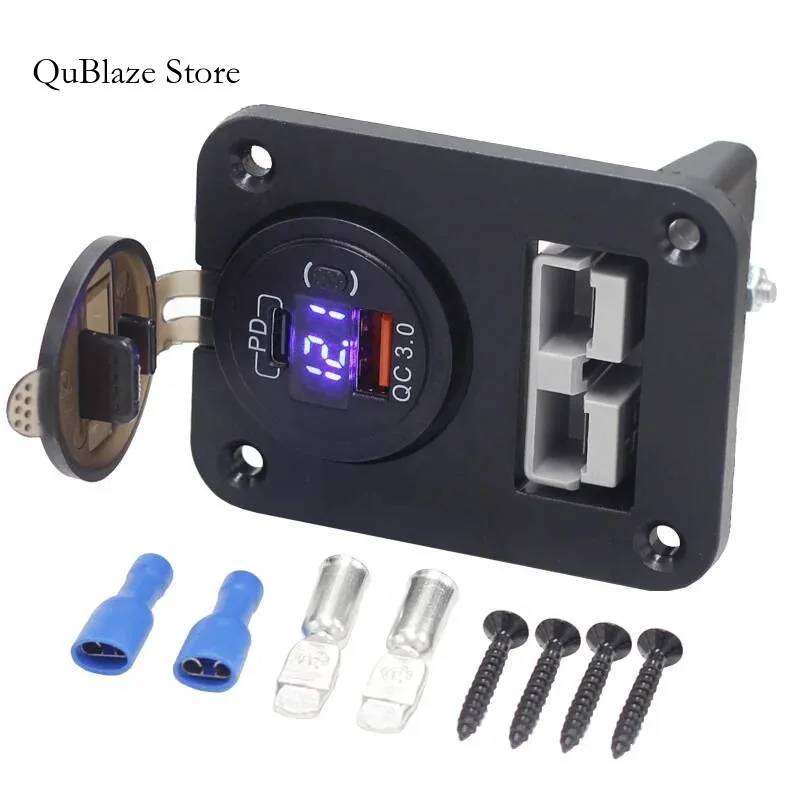 

200V Plug Flush Mount Panel Bracket 50A 50Amp W/ Fast Charge Type-C+USB