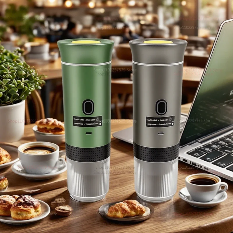 3-in-1 Electric Wireless Heating Coffee Machine Fit for Coffee Capsule/Powder Travel Coffee Maker for Car & Home Camping Travel