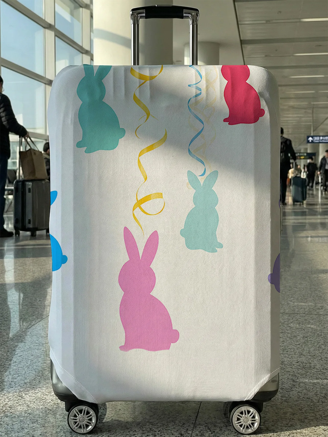 

Colorful rabbit silhouette luggage protection cover, suitable for 18-32 inch luggage covers, luggage handle gloves, travel acces