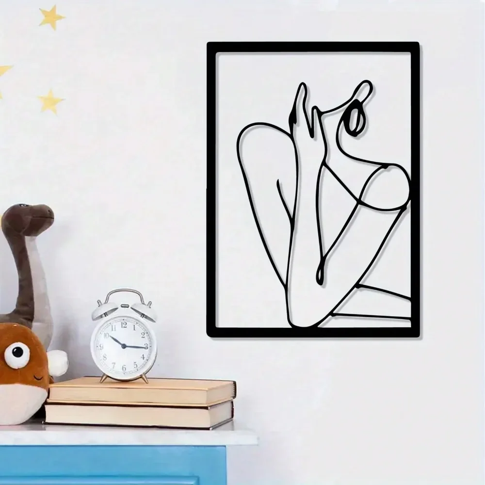 CIFBUY Iron Wall Art Woman Line Art Minimalist Waterproof Sculpture For Home Living Room Bedroom Bathroom Hanging Decor Gift