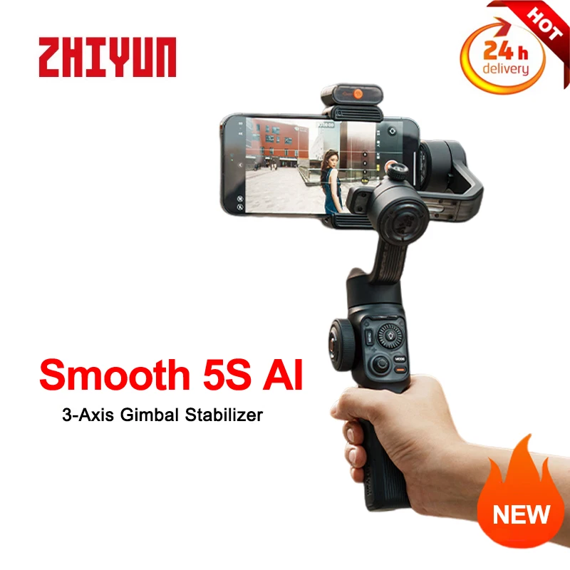 

ZHIYUN SMOOTH 5S AI Tracking 3-Axis Gimbal Stabilizer Handheld Mobile Phone Selfie Stick with Tripod for Smartphone