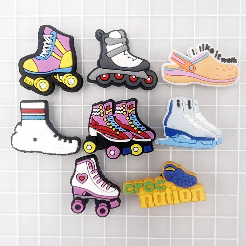 Zapatos de patinaje de dibujos animados para niños, sandalias con dijes de PVC, accesorios, alfileres superiores, decoración, ajuste de zuecos,