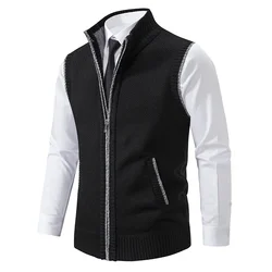 Men Sweaters Vest 2025 Autumn Winter New Wool Warm Velvet Solid Casual Knitwear Turtleneck Sleeveless Sweaters Vest men clothing
