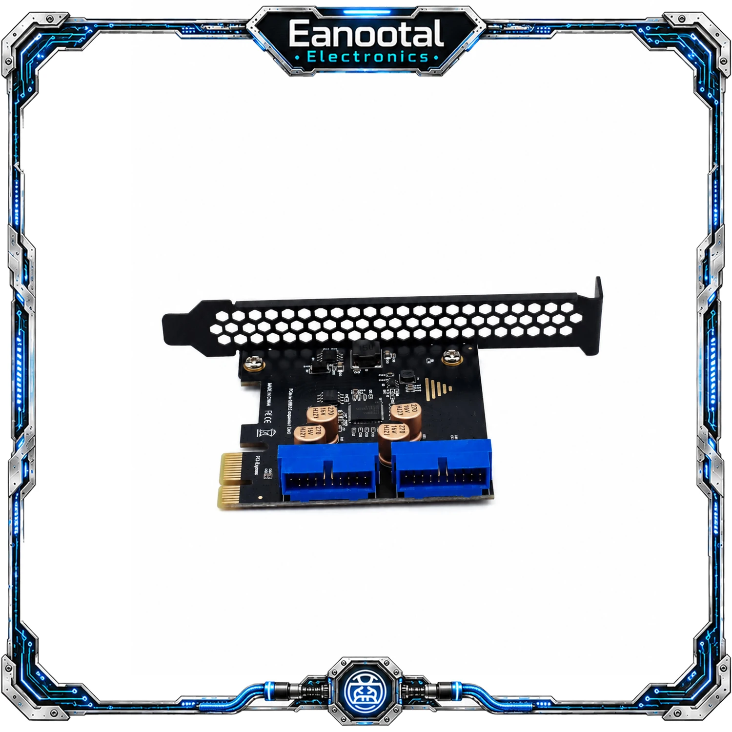 Dual 19Pin 20Pin USB 3.0 PCIe x1 Expansion Card, 5Gbps Fast Internal Header Adapter No External Power Required for Desktop PC