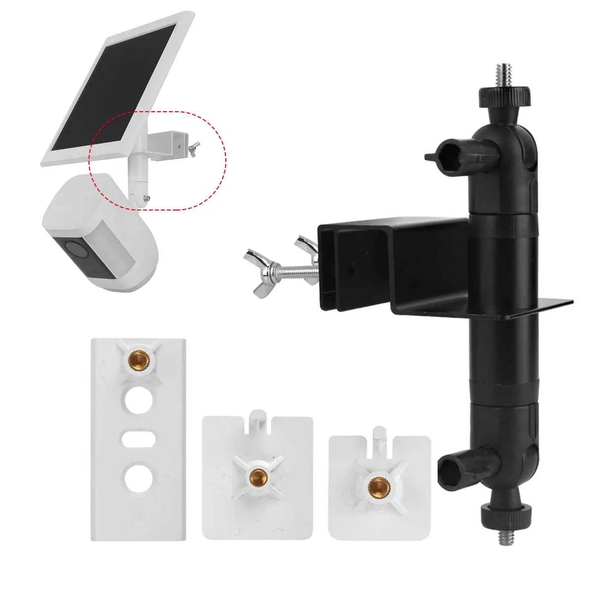 360° Outdoor camera and solar panel mount for Arlo EufyCam Ring Spotlight Cam Gutter Mount No To Drill Holes Wall Mount Bracket