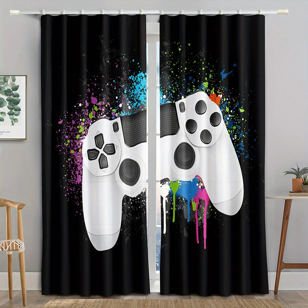 Cartoon Game Gamer Gmaepad Controller Player Window Curtains For Kids Bedroom Living Room Bathroom Kicthen Door Hall Home Decor