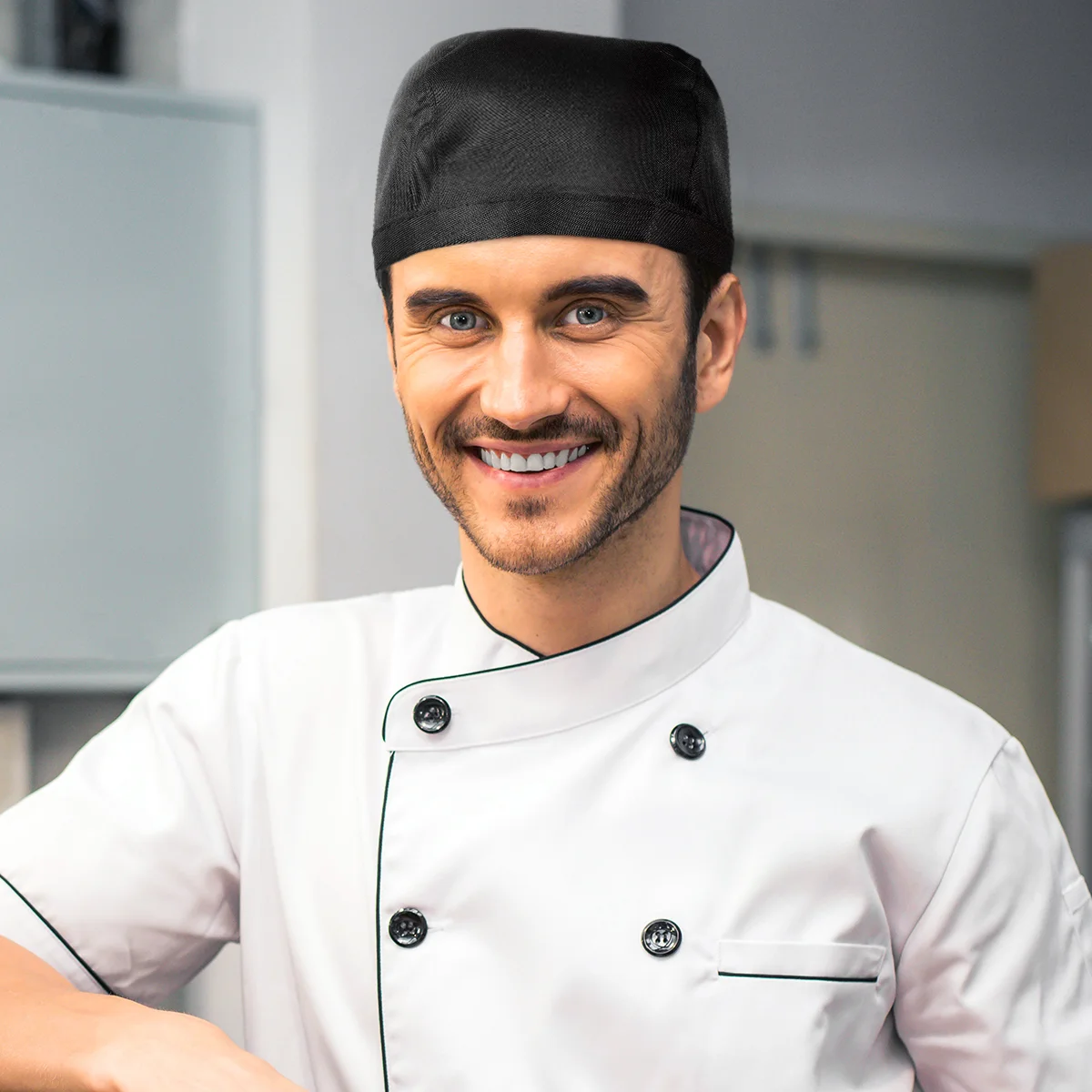 Casquettes tête de mort pour hommes et femmes, chapeau de cuisine barbecue, uniforme, écharpe, travail de restaurant, 7,5