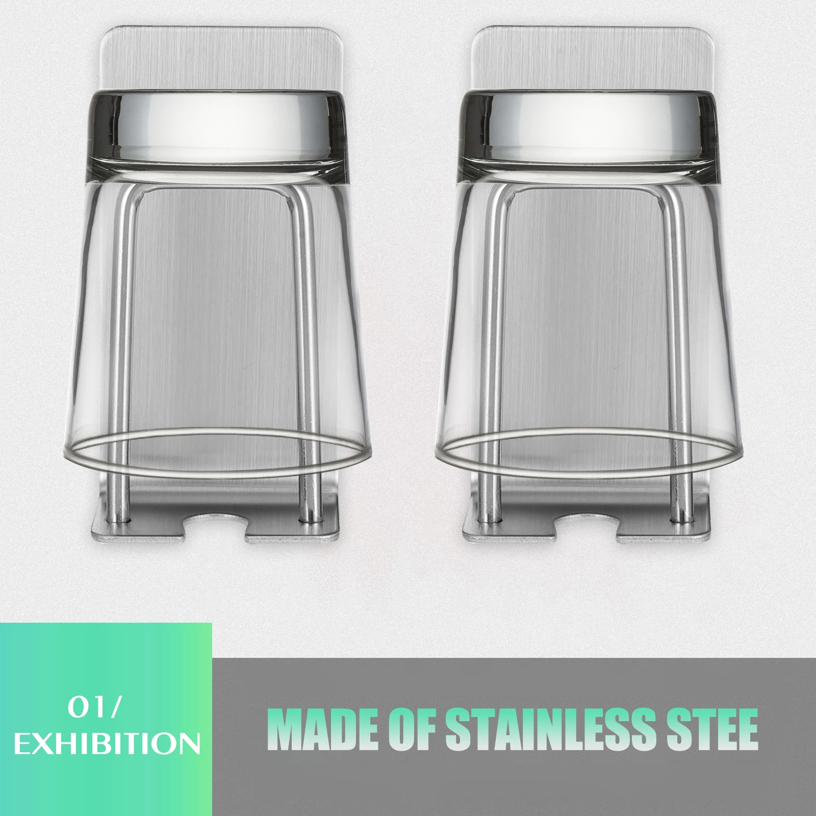 

2pcs Stainless Steel Cup Holder Wall Mounted Bathroom Storage Rack For Toothbrush Organizer No Drill Easy Install Smooth Edge