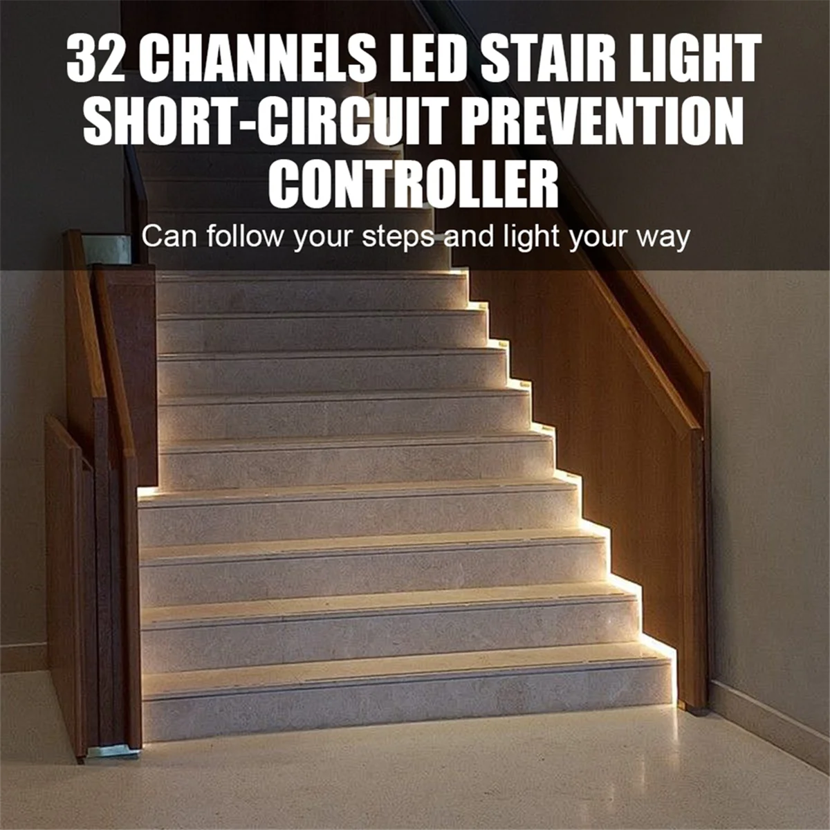 ABZV-Stair LED Motion Sensor Light DC12V/24V Ladder Night Light 32 kanały Zapobieganie zwarciom Kontroler