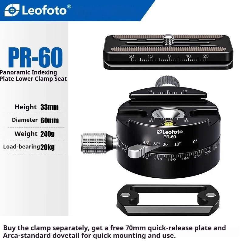

Leofoto LH-40PR Panoramic Head with 5-Position Dual Panoramic Indexing Disc and Stitching Bracket for Ball-Type Indexing Table