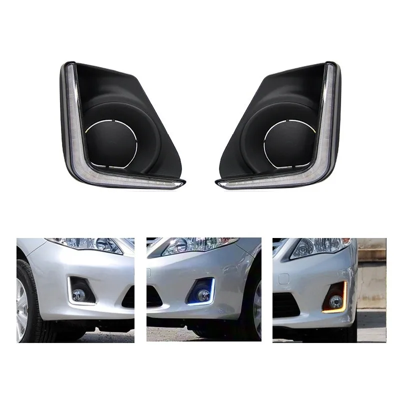 

Светодиодные дневные ходовые огни с последовательным сигналом поворота и противотуманными фарами для Toyota Corolla 2011-2013 DRL