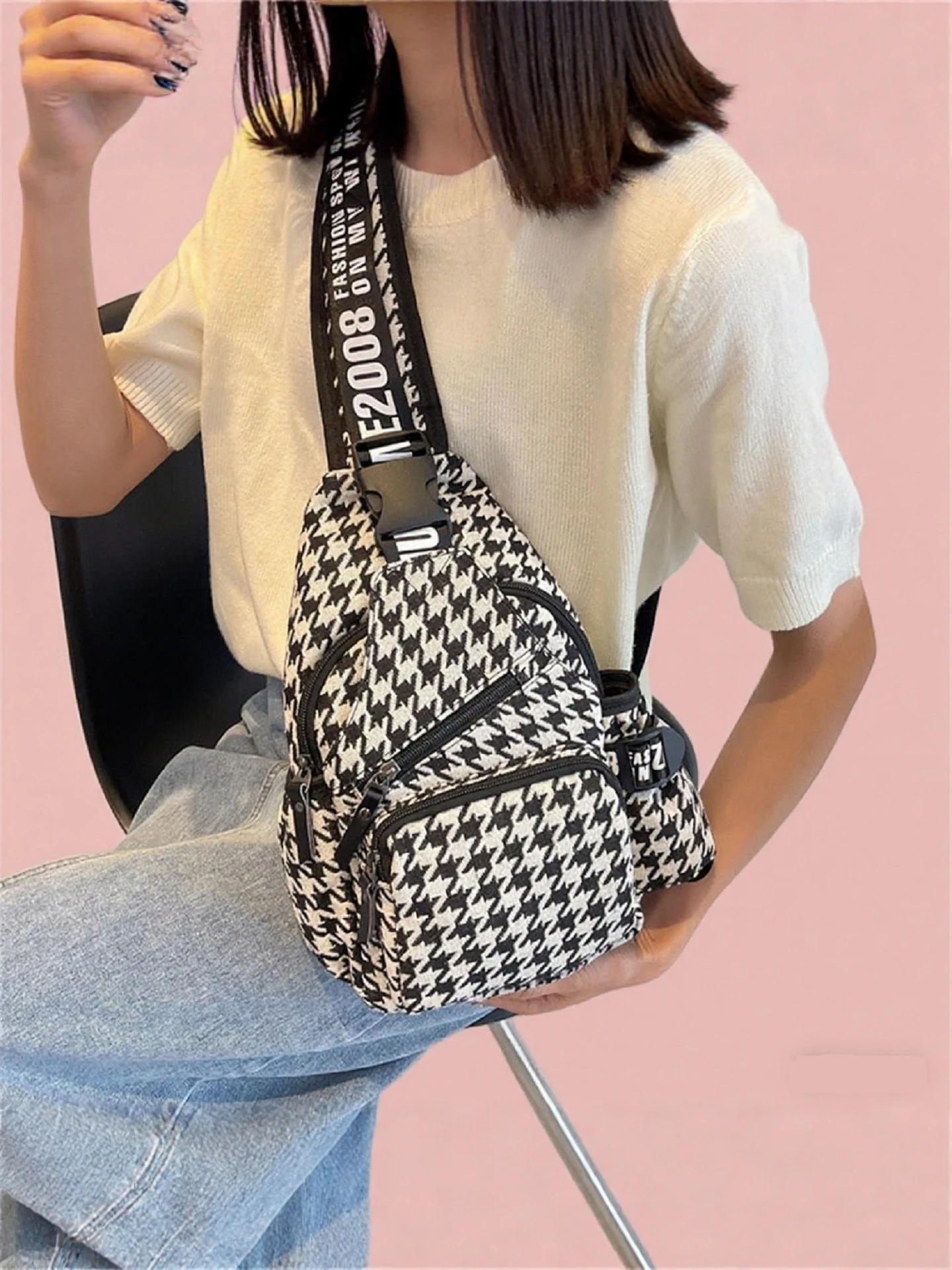 bolso-bandolera-casual-de-lona-para-mujer-diseno-a-cuadros-blanco-y-negro-versatil-bolso-de-hombro-Unico-bolso-pequeno-in