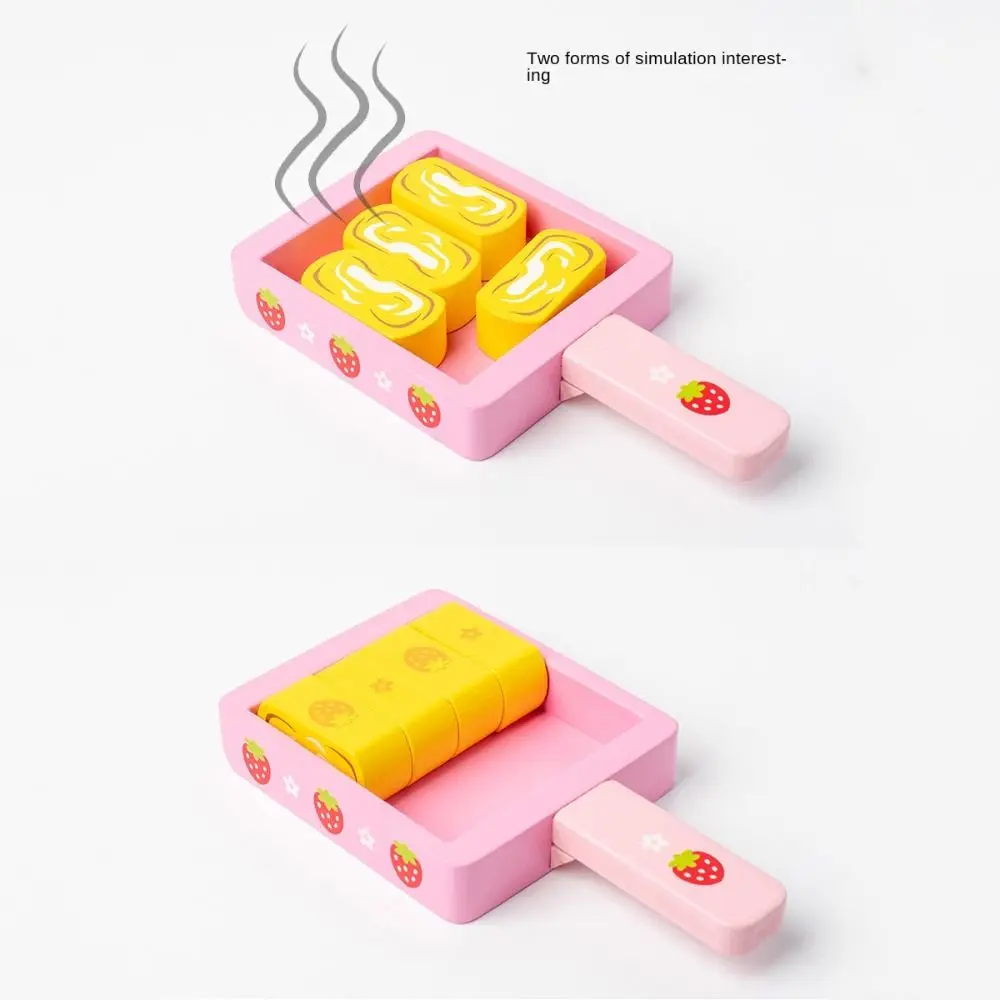 Strawberry Design Wooden Simulation Cake Toys Tteokbokki Model Double Birthday Cake Pretend Play Kitchen Food Toys