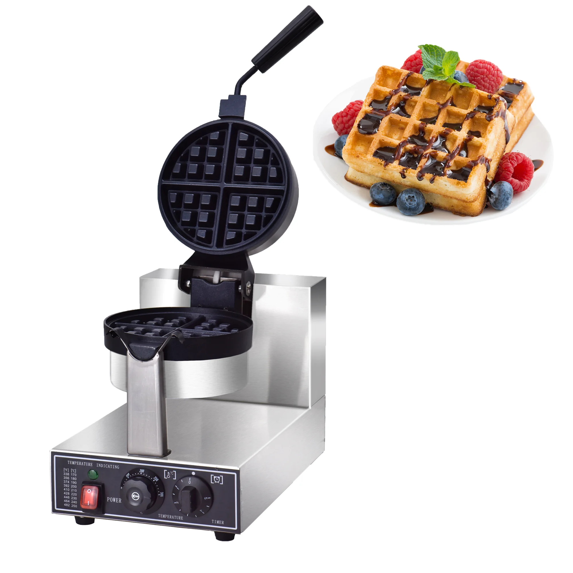 Commercial Waffle Maker Electric Hodo Sweets Machine Baking Biscuit Machine Rotatable Head Egg Cake Maker 1300W 110-220V