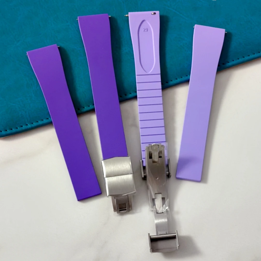 CTS Fluororubber Watch Strap 16mm 18mm 19mm 20mm 21mm 22mm Quick Release Butterfly Buckle New CTS FKM Strap For Cut To Size