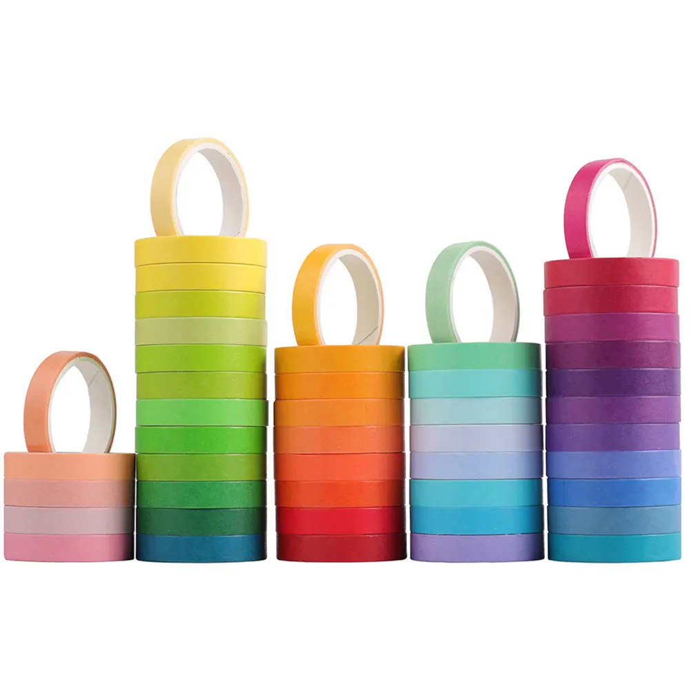 

48 рулонов радужных бумажных лент для скрапбукинга, декоративные клейкие ленты для рукоделия, материалы для альбомов, DIY наклейки