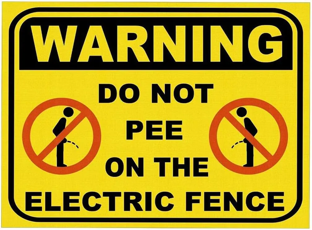 Warning Do Not Pee on Electric Fence Funny Retro Aluminum Signs Funny Tin Sign Metal Art Poster Gift Home Cafe Bar Wall Decor Ro