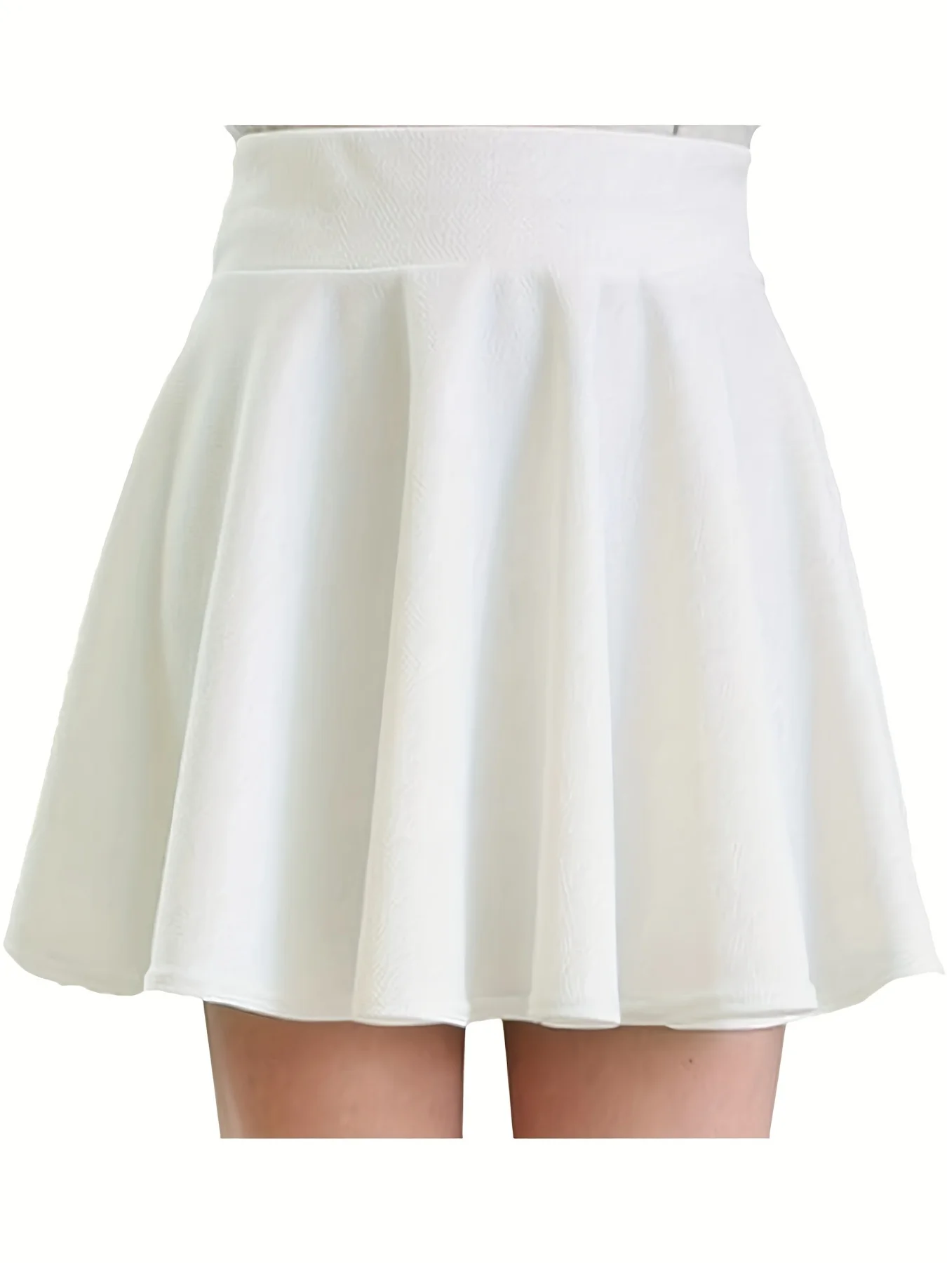 Neuer modischer, einfarbiger, lässiger, bequemer High-Waist-Rock für Damen, Mini-Faltenrock – Detail 8